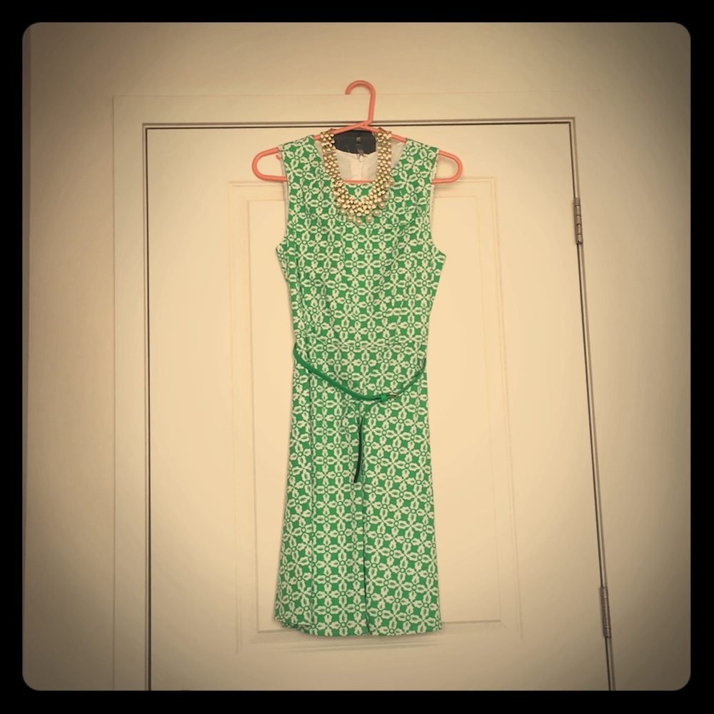 NY & Co. Green & White Dress, size 2